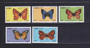 Cambodia 1278-1282 Set MNH Insects, Butterflies