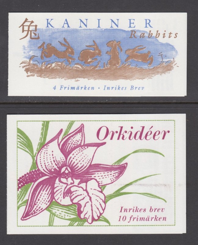 Sweden Sc 2362a, 2346a intact booklets. 1999 Rabbits and 1999 Orchids, VF