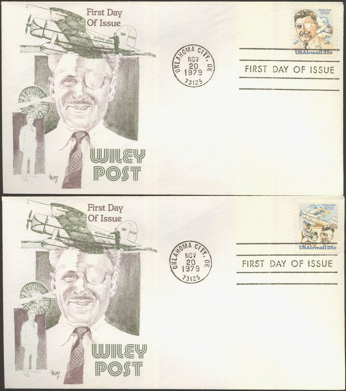 #C95-96 Wiley Post Marg FDC Set
