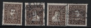 DENMARK 164-175 U 300TH ANNIV. OF THE DANISH POSTAL SER. 1924 SET