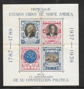 Guatemala #C92 MNH US Constitution Souvenir Sheet Folded (12487)