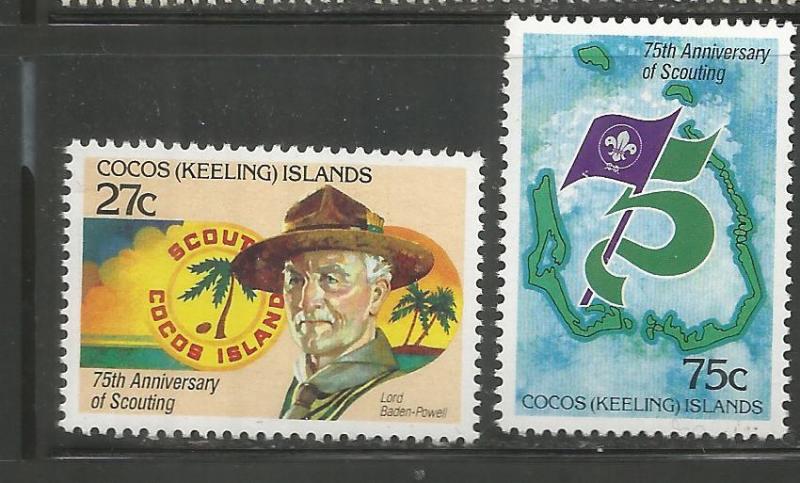 COCOS ISLANDS, 85-86, MNH, 75TH ANNIV. OF SCOUTING