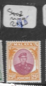 MALAYA JOHORE (P0301B) 25C SULTAN  SG 142  MNH