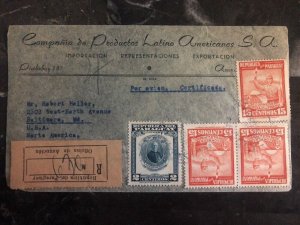 1948 Asuncion Paraguay Commercial Registered Airmail Cover To Baltimore MD USA