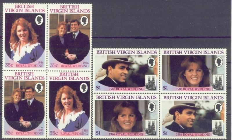 Virgin Isls. 537-40 MNH 1986 Royal Wedding Blocks