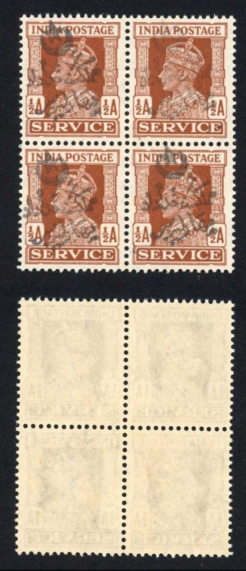 Bahawalpur India SG282 3 Pies on 1a3p with Faked overprint U/M Block