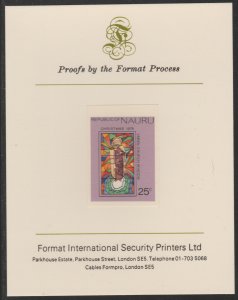 NAURU 1975 CHRISTMAS - STAINED GLASS  imperf proof mounted on Format  Proof Card