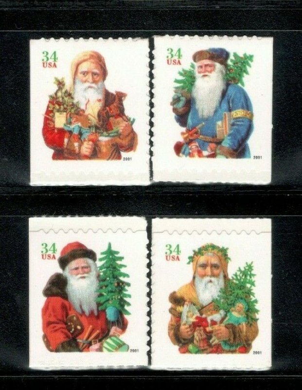 3541-44 Christmas Santa's Set Of 4 Mint/nh Free Shipping (A-391)