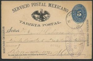 MEXICO 1892 5c postcard used ..............................................66237 