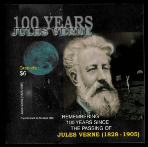 Grenada 2005 - Jules Verne - IMPERF Souvenir Stamp Sheet - Scott #3525 - MNH