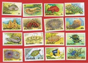 Barbados #640-659  MNH OG  Marine Life complete