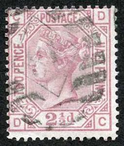 SG141 2 1/2d Rosy Mauve Wmk Orb Plate 7 Fine Used Cat 85 Pounds