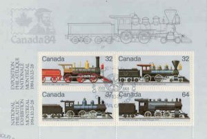 Canada 1984 Trains Souvenir Sheet, #1039a Used