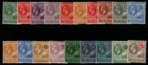 ANTIGUA SG62/80(Inc.64a) 1921-9 WMK MULT SCRIPT CA DEFINITIVE SET MTD MINT