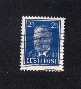 Estonia 1928 25s dark blue Pats, Scott 129 used, value = $1.60
