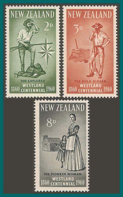 New Zealand 1960 Westland Centennial, MNH  #330-332,SG778-SG780