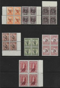 AUSTRALIA-B.C.O.F. SGJ1/7a 1946 OVERPRINT SET BLOCKS OF 4 MNH