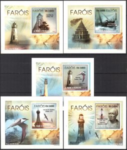 {062} Sao Tome & Principe 2010 Lighthouses 5 S/S Deluxe MNH**