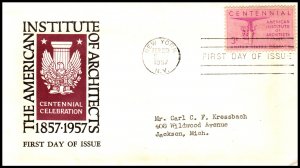 US 1089 Architects 1st American Insitute Typed FDC