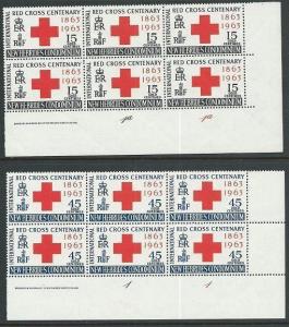 NEW HEBRIDES 1963 Red Cross set plate / imprint blks of 6 MNH..............50905