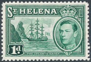 St. Helena 1938 1d Green SG132 MLH