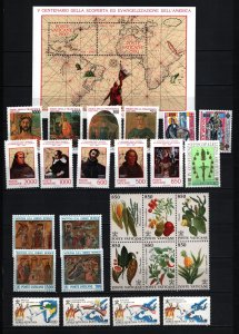 VATICAN 1992 COMPLETE YEAR SET OF 20 STAMPS & S/S MNH
