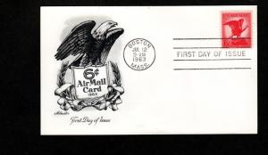 U.S. 1963 FDC 6 Cent Air Mail Postcard!