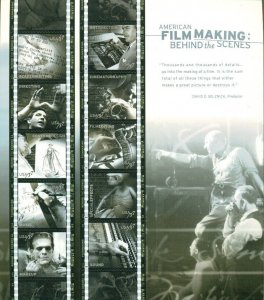 US: 2002 FILM MAKING; Complete Sheet  of 10 - Sc 3772; 37 Cents Values