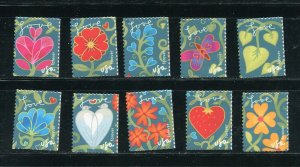 4531 - 4540 Love All 10 Single Forever Stamps MNH 2011