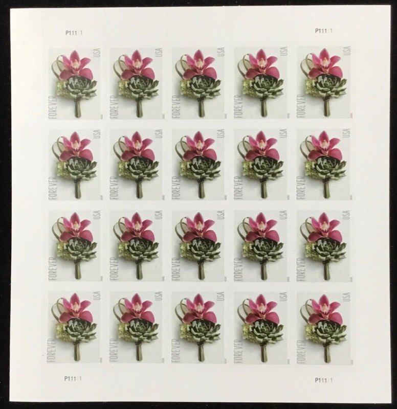 5457    Contemporary Boutonnière   MNH Forever sheet of 20    FV 13.60 In 2020