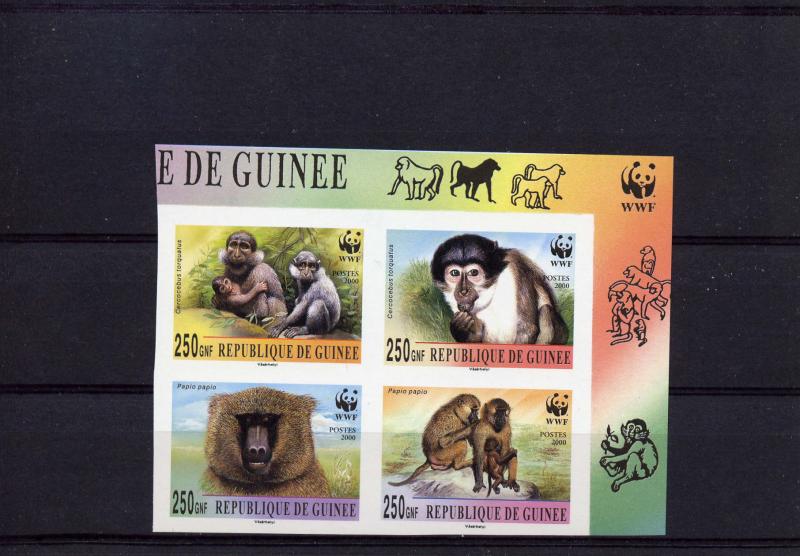 Guinea,Monkeys W.W.F set (4v) Imperf.mnh.Groth Cat.WWF #275 