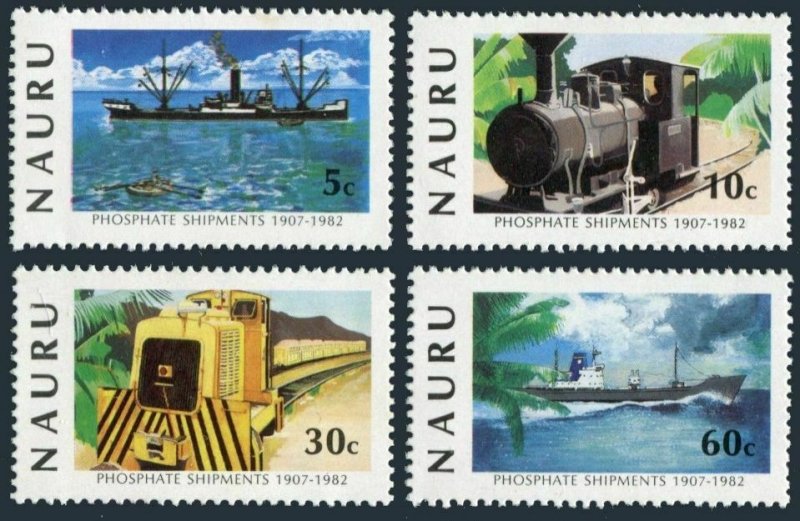 Nauru 252-255,256,MNH.Mi 254-257,Bl.6. ANPEX-1982.Phosphate.Ship,Locomotives.