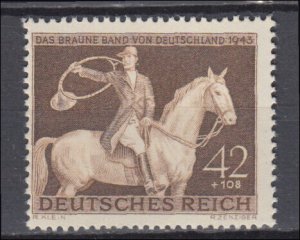 1943 WWII Third Reich  Horse's Race Braune Band Michel 854 MNH