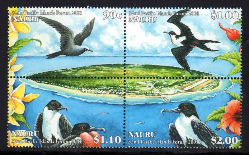 Nauru #490 ~ Cplt Set - Block of 4 ~Sea Birds, Island ~ Mint, NH (2001)