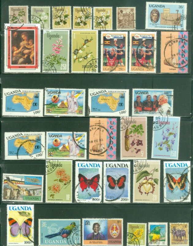 Bargains galore Uganda 34 stamp used mini collection #2