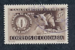 Colombia 1957 Scott 672 used - 5c, Agrarian Savings bank