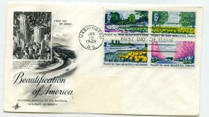 1365-68 Beautification of America, ArtCraft block of 4, FDC