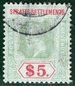 Malaya STRAITS SETTLEMENTS KGV High Value SG212d $5 (Die II) Used Cat £100 SBB76