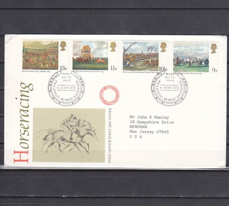 Great Britain, Scott cat. 863-866. Derby Horse Racing. First Day Cover. ^