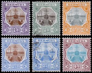 Bermuda Scott 31-32, 36-39 (1906-10) Mint/Used H F-VF, CV $54.85 M