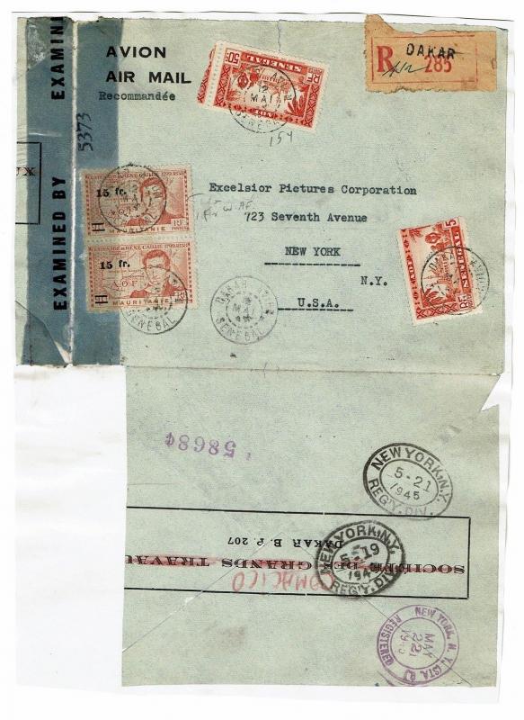 Senegal 1945 Censored Cover, Pasted to Album Page - Lot 101517