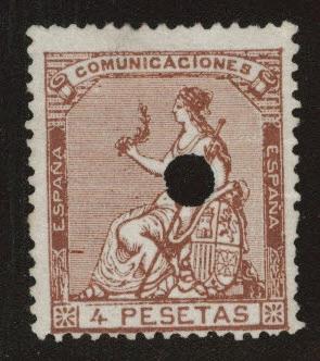 Spain 199 telegraph hole punch cancel 4p Espana 1873