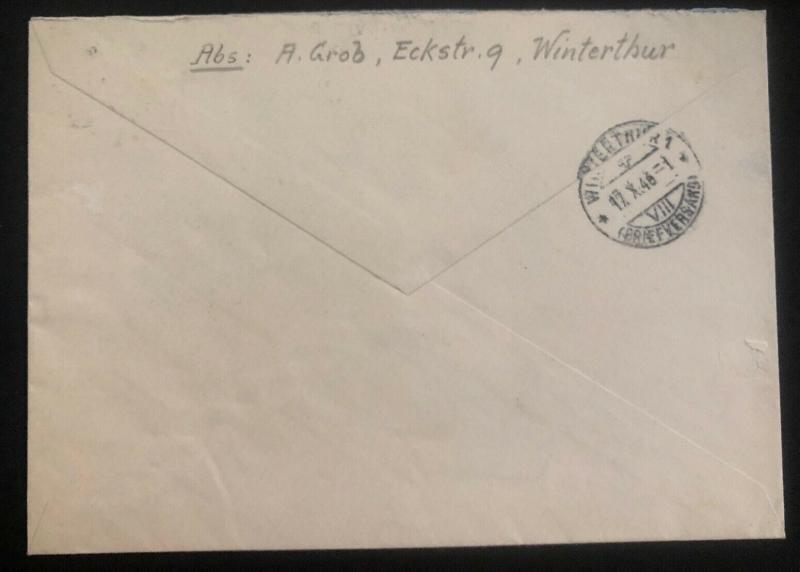 1946 Schaan Lichtenstein Registered cover to Winterthur Switzerland