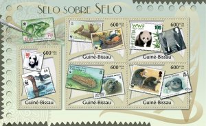 GUINEA BISSAU - 2012 - WWF Stamps on Stamps - Perf 5v Sheet -Mint Never Hinged