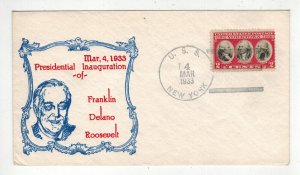 1933 FDR ROOSEVELT 1st INAUGURATION DAY USS NEW YORK HAND CANCEL + 703 Yorktown