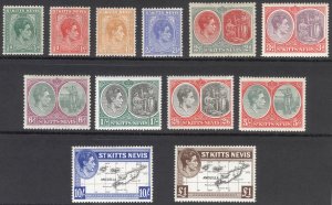St Kitts Nevis 1938 1/2d-£1 GVI Pictorial Scott 79-90 SG 68-77f MLH Cat $58