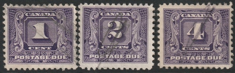 Canada 1930 Sc J6-8 postage due partial set used