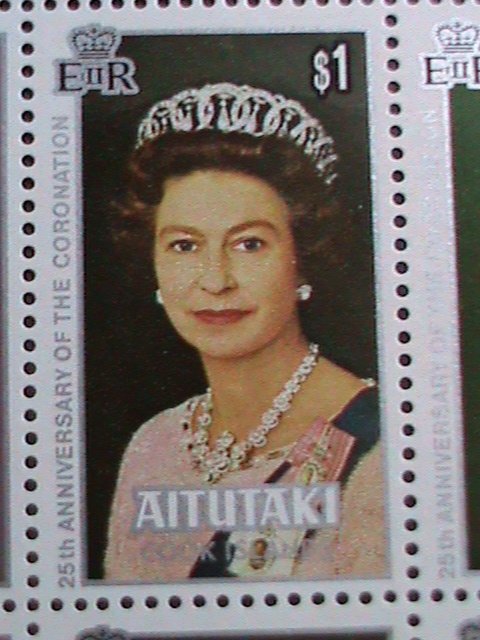 AITUTAKI -1978 -25TH ANNIVERSARY:CORONATION OF ELIZABETH II MNH MINI SHEET VF