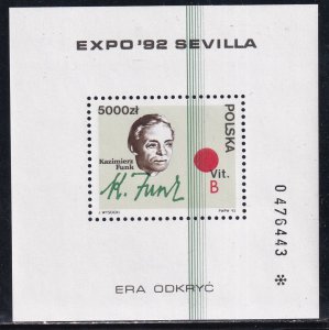 Poland  1992 Sc 3083 EXPO 92 Seville Stamp SS MNH