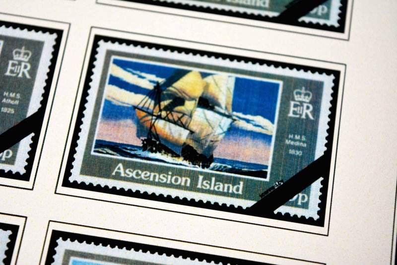 COLOR PRINTED ASCENSION ISLAND 1922-1999 STAMP ALBUM PAGES (104 illustr. pages)